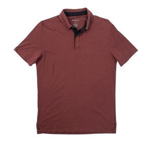 Tommy John Polo Shirt Mens S Small Brick Red Pima Cotton Modal Blend Stretch